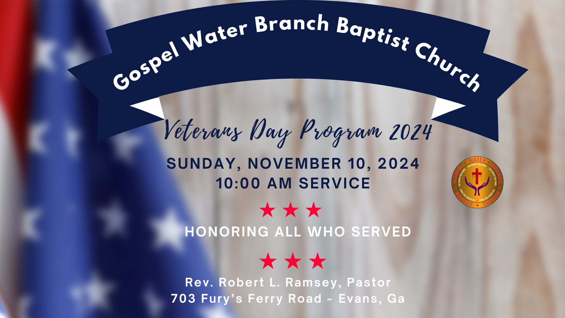 Veterans Day 2024 Gospel Water Branch Baptist Church